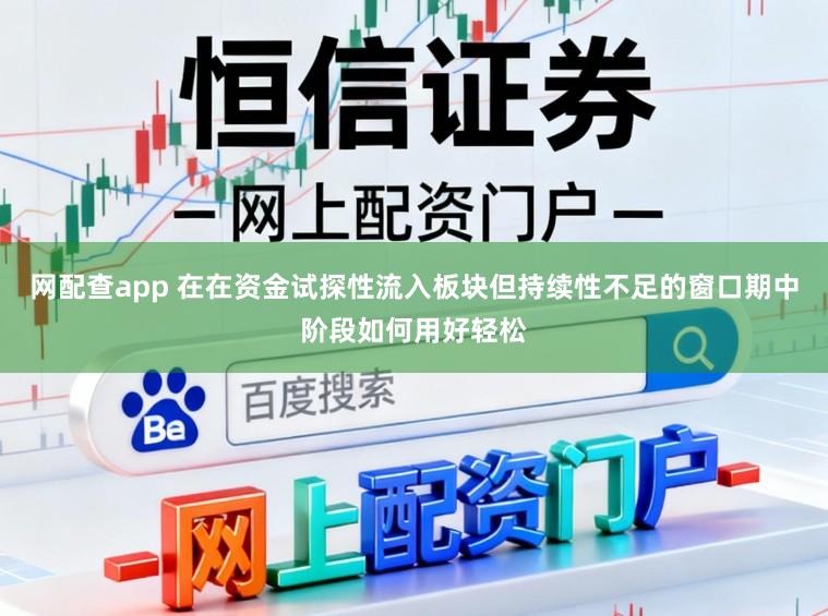 网配查app 在在资金试探性流入板块但持续性不足的窗口期中阶段如何用好轻松