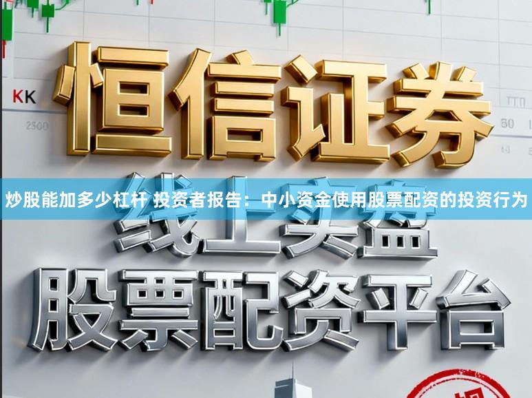 炒股能加多少杠杆 投资者报告：中小资金使用股票配资的投资行为